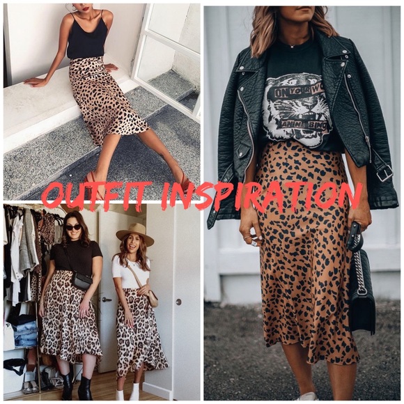 Leopard print midi satin skirt - Picture 3 of 9